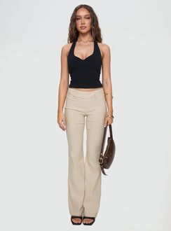 back view of model wearing Princess Polly Kinkirk Flared Pants Taupe Petite 