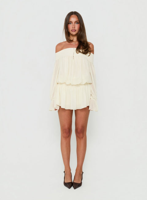 Annikah Off Shoulder Romper Cream