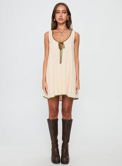 All My Loving Contrast Babydoll Mini Dress Cream