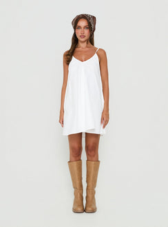 Cirelle V Neck Mini Dress White