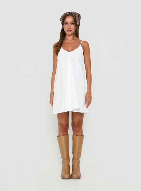 Cirelle V Neck Mini Dress White