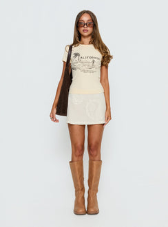 California Escape Graphic Baby Tee Cream