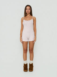 Vespra Frill Detail Sleep Playsuit Baby Pink