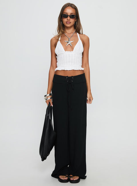 front view of model wearing Princess Polly Raymonde Pants Black High Waisted Pants 