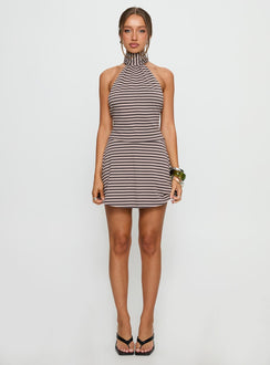 Ephron High Neck Playsuit Grey Stripe