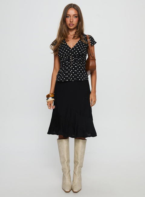 Indulgence Corset Top Black Polka