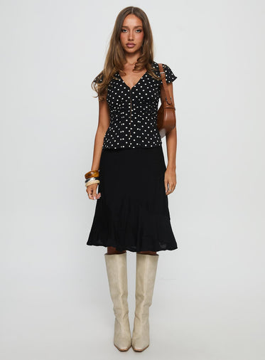 Indulgence Corset Top Black Polka