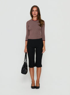 Charlaya V Neck 3/4 Sleeve Top Red Stripe