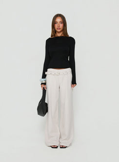 Long Weekends Semi-Sheer Long Sleeve Top Black