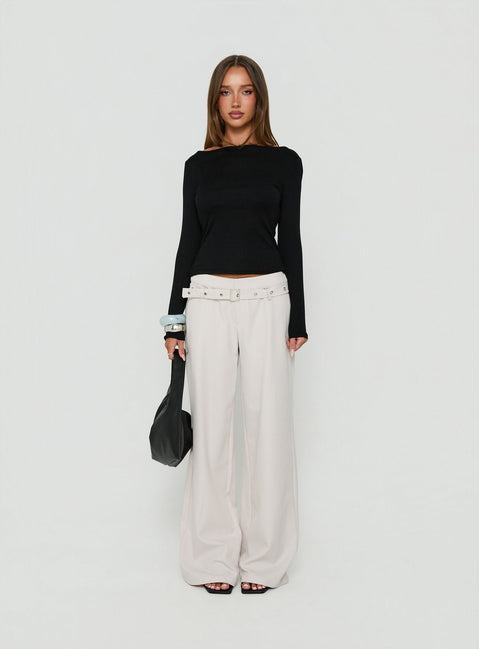 Long Weekends Semi-Sheer Long Sleeve Top Black