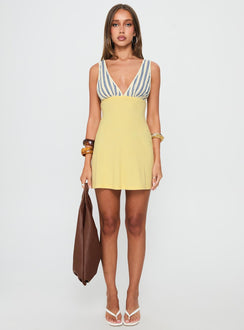 Aydenn Contrast Plunge Mini Dress Multi