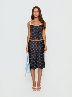 Somani Layered Corset Top Black Polka Dot