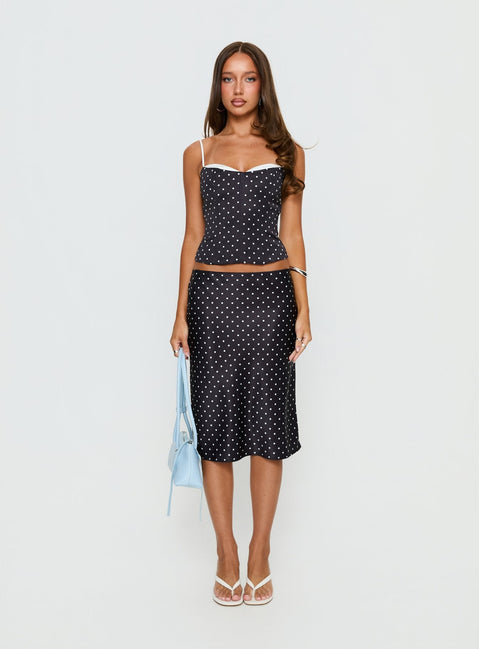 Somani Layered Corset Top Black Polka Dot