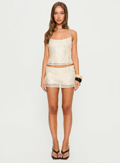 Izadora Halter Sequin Top Cream