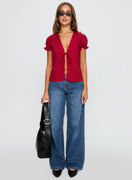Collective Tops - Starstruck Tie Up Top Red featured image