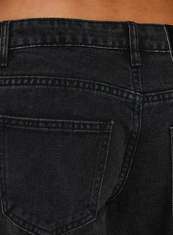 Picco Ultra Low Rise Wide Leg Jeans Washed Black