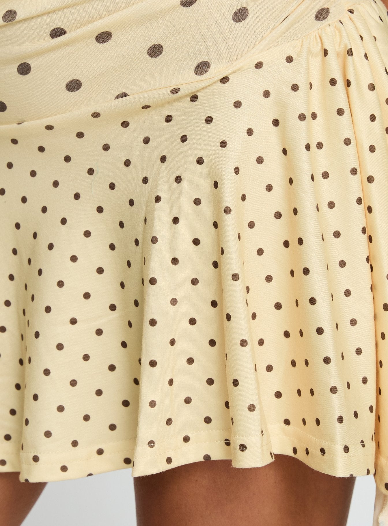 Mariellen Halter Mini Dress Yellow Polka Dot