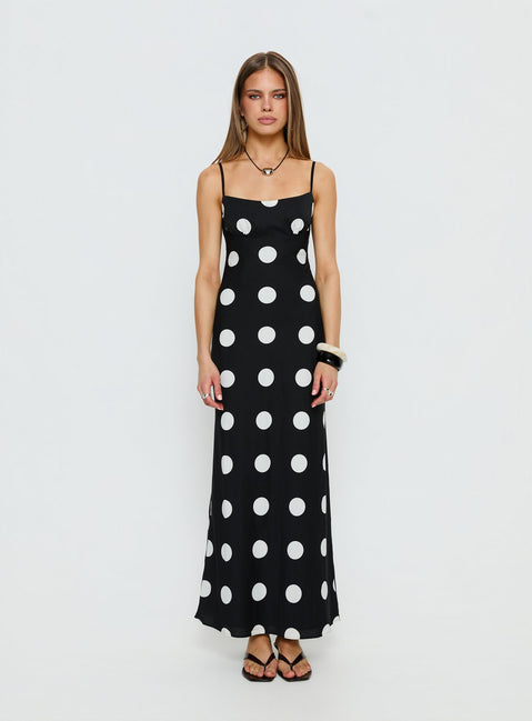 Avienna Maxi Dress Black Polka Dot