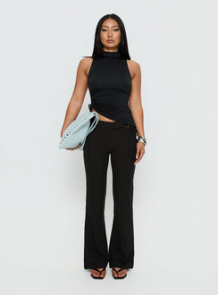 Saveria Tie Detail High Neck Top Black