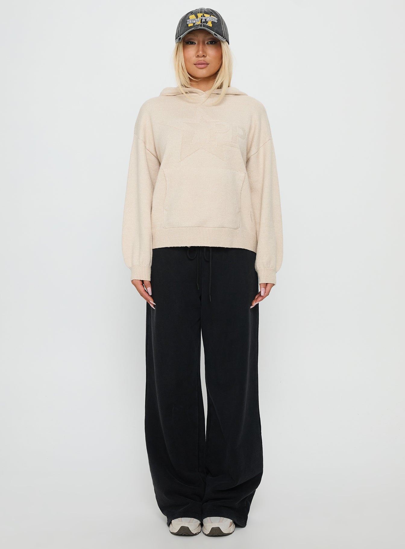 Princess Polly Knit Hoodie Beige