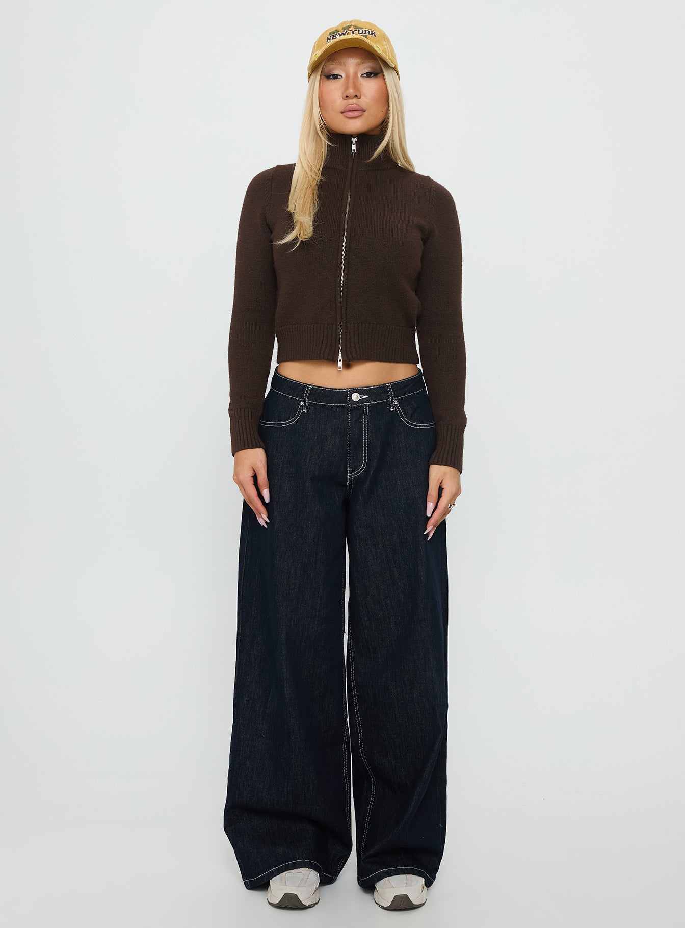 So Exclusive Zip Through Knit Jumper Brown