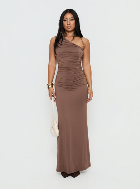 Britani One Shoulder Maxi Dress Mocha