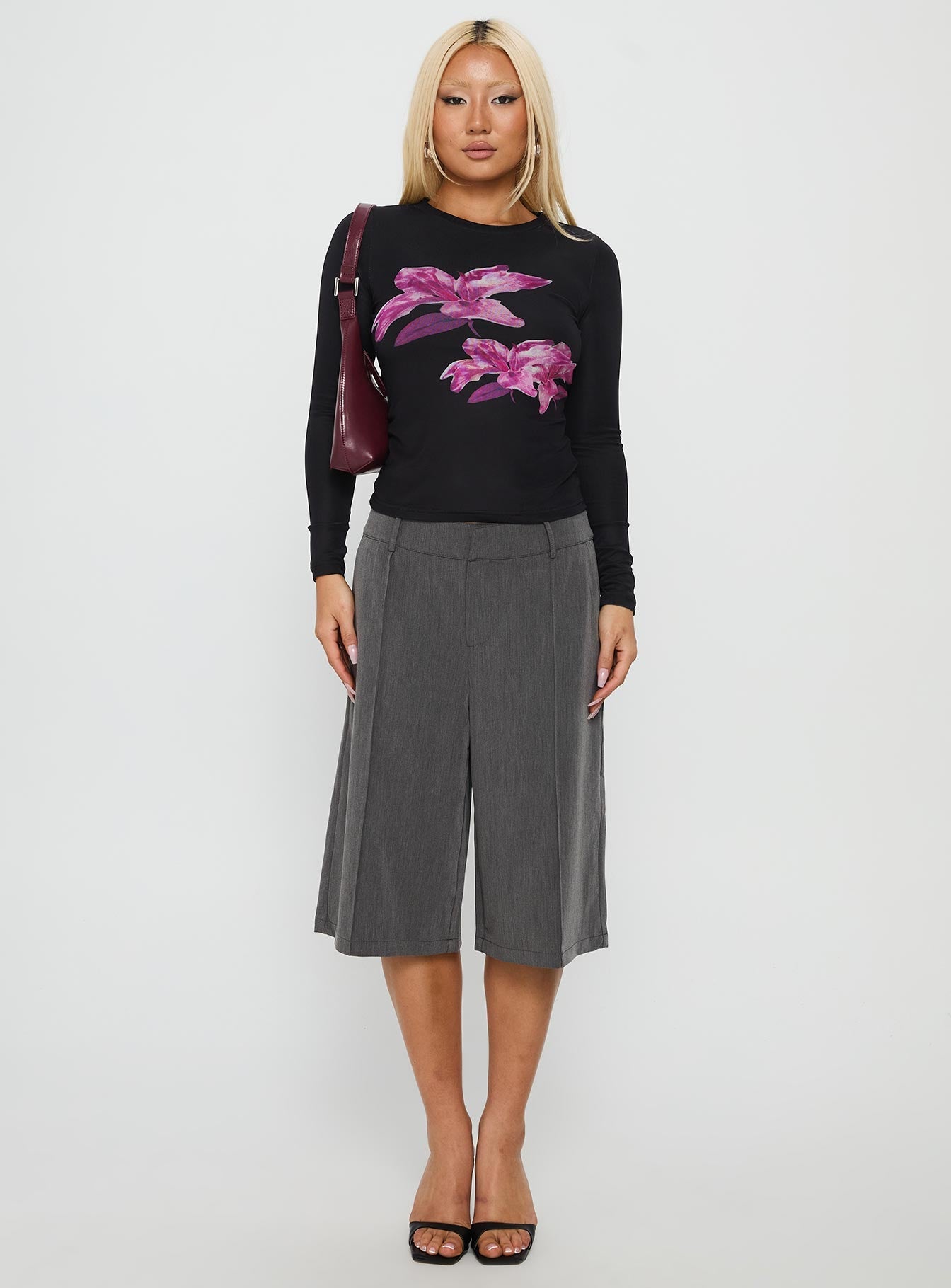 Raldor Long Sleeve Top Black Floral