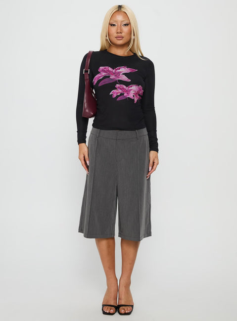Raldor Long Sleeve Top Black Floral