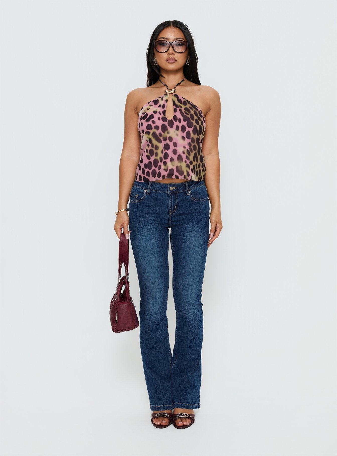 Santorini Crush Hardware Detail Top Pink Multi