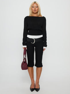Dresano Wide Neck Knit Sweater Black / White