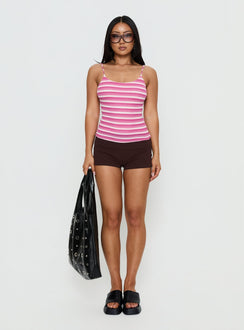 Elestria Tie Back Top Pink Stripe