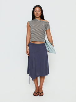 Joaney Tie Side Jersey Midi Skirt Slate