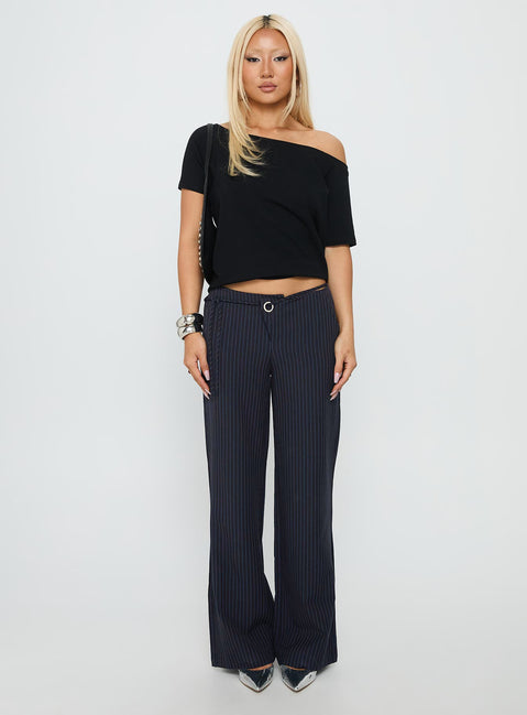Nanami Tie Side Pant Navy Pinstripe