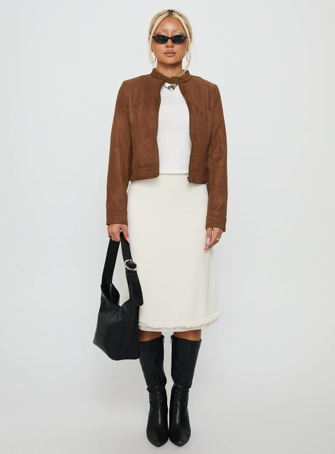 Addisyn Faux Suede Slim Jacket Brown