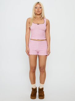 Dream State Square Neck Sleep Set Pink Polka