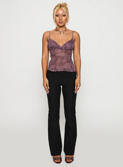 front view of model wearing Princess Polly Thank The Angels Backless Top Purple Sleeveless Plunger 