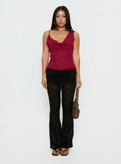 Kiandria Draped Bra Detail Top Cherry