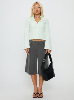 Fame Game Zip Up Collared Top Mint