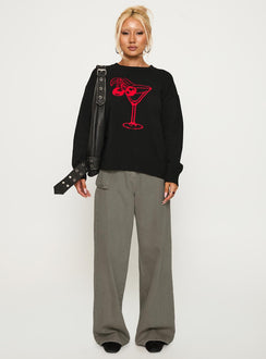 Like A Charm Knit Sweater Black / Red