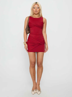 Khamila Twist Bust Mini Dress Red