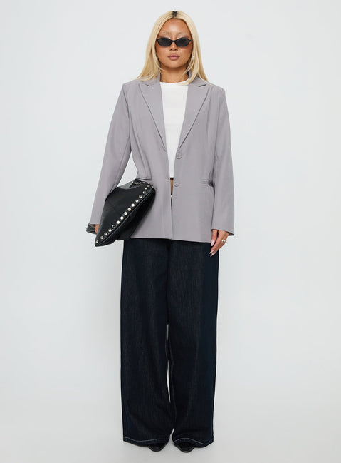 Crowd Pleaser Oversized Blazer Grey