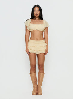 Iluminada Frill Crop Top Yellow