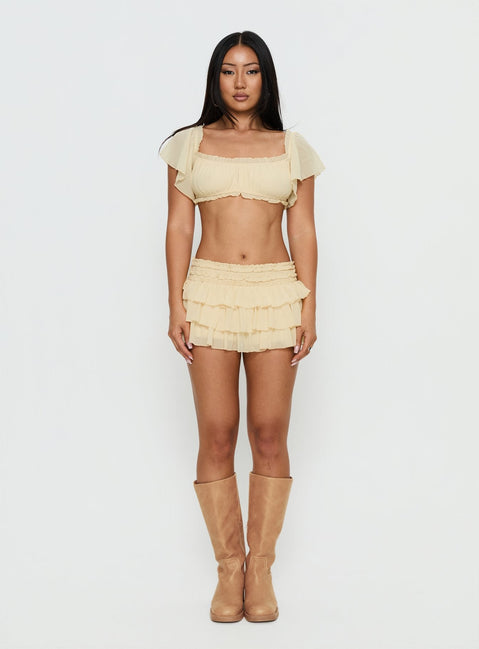Iluminada Frill Crop Top Yellow