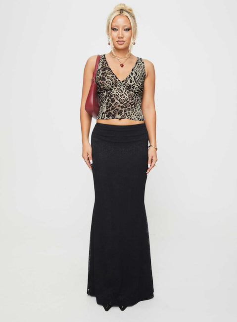 side view of model wearing Princess Polly Honeymoon Stage Top Leopard Sleeveless V-Neck 