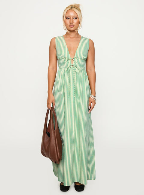 Pokey Maxi Dress Green Stripe