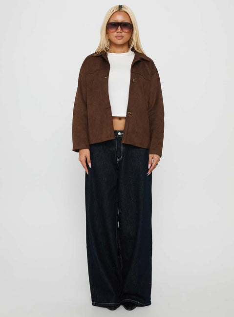 Vaela Faux Suede Jacket Brown