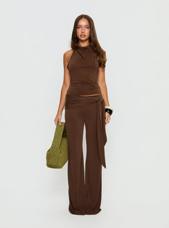 Katiana Wrap Jersey Pants Brown