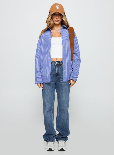 Mallin Shirt Mid Blue Stripe