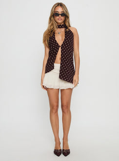 Ileanna Plunge Tie Back Top Wine Polka