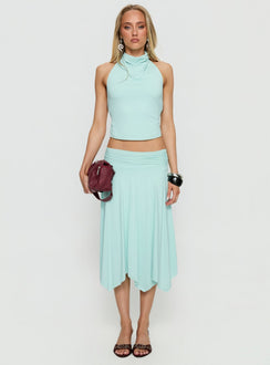 Scenic Route Asymmetrical Midi Skirt Blue